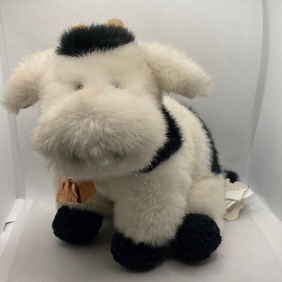 Other - Gund Plush Cow With Brass Bell Soft Stuffed Animal 9” Toy Farm 1987
